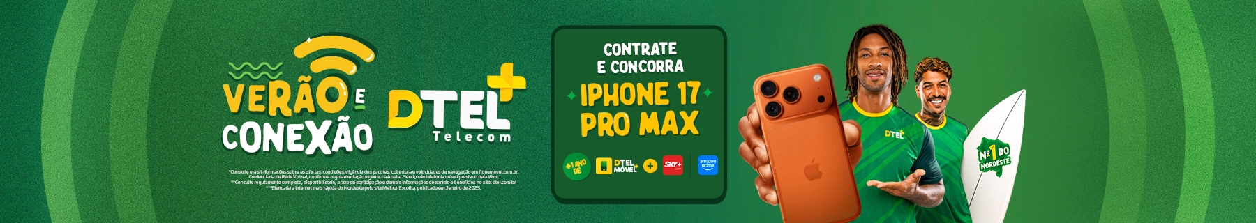 Banner Dtel Telecom - Verão e Conexão - Ofertas especiais de internet e TV
