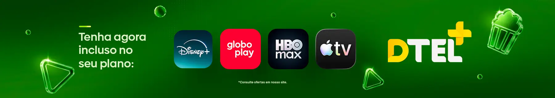 Banner Disney, HBO, AppleTV e GloboPlay